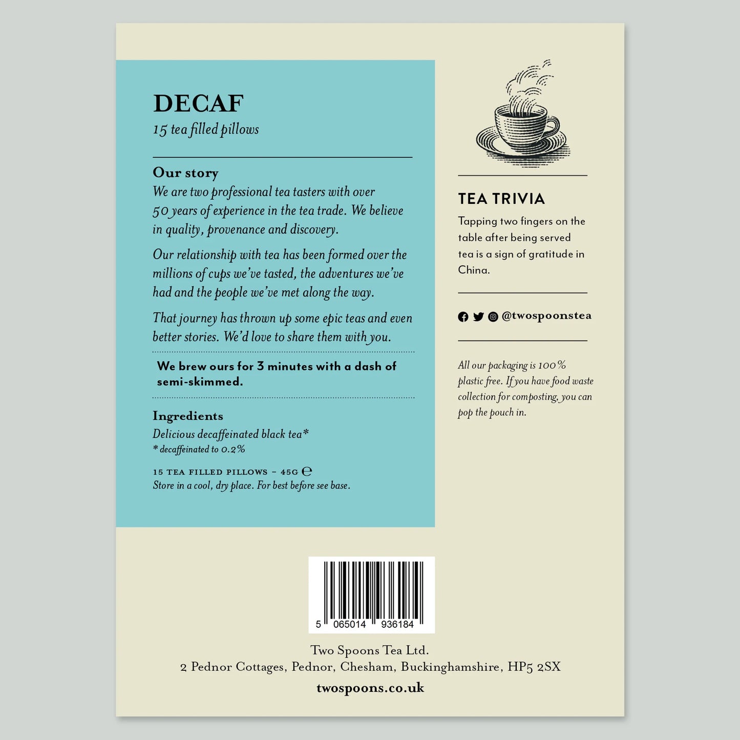 Two Spoons Tea Decaff loose 100g