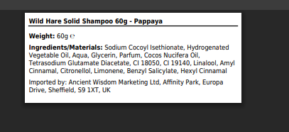 Wild Hair Shampoo Bar Papaya 60g