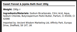 Sweet Fennel & Jojoba Bath Dust 190g