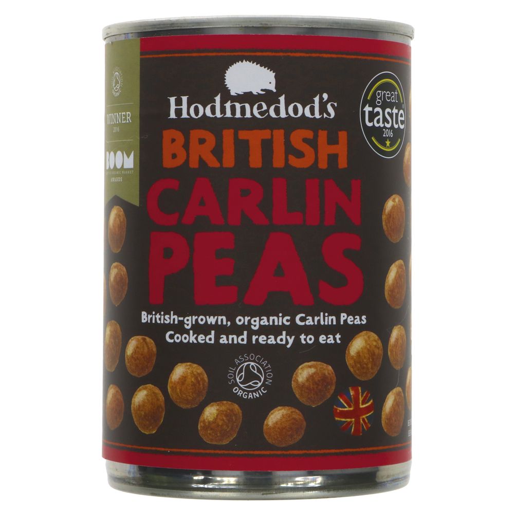 Can of Hodmedod's British Carlin Peas on a white background