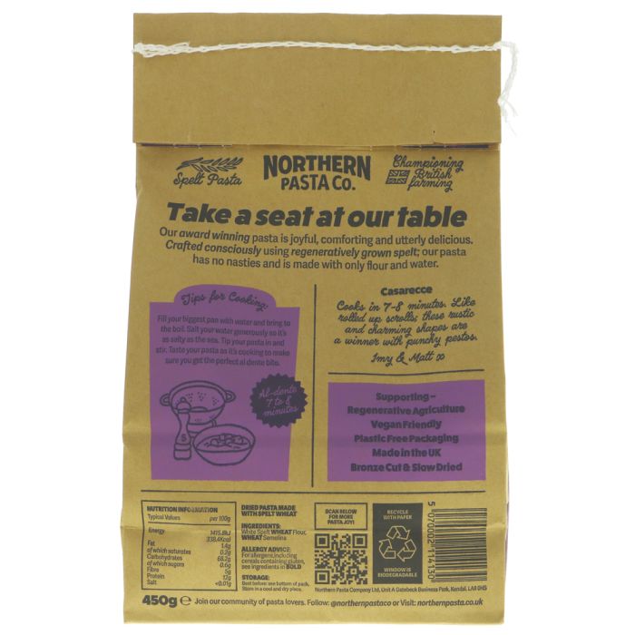 back of pasta bag with instructions for cooking on white background