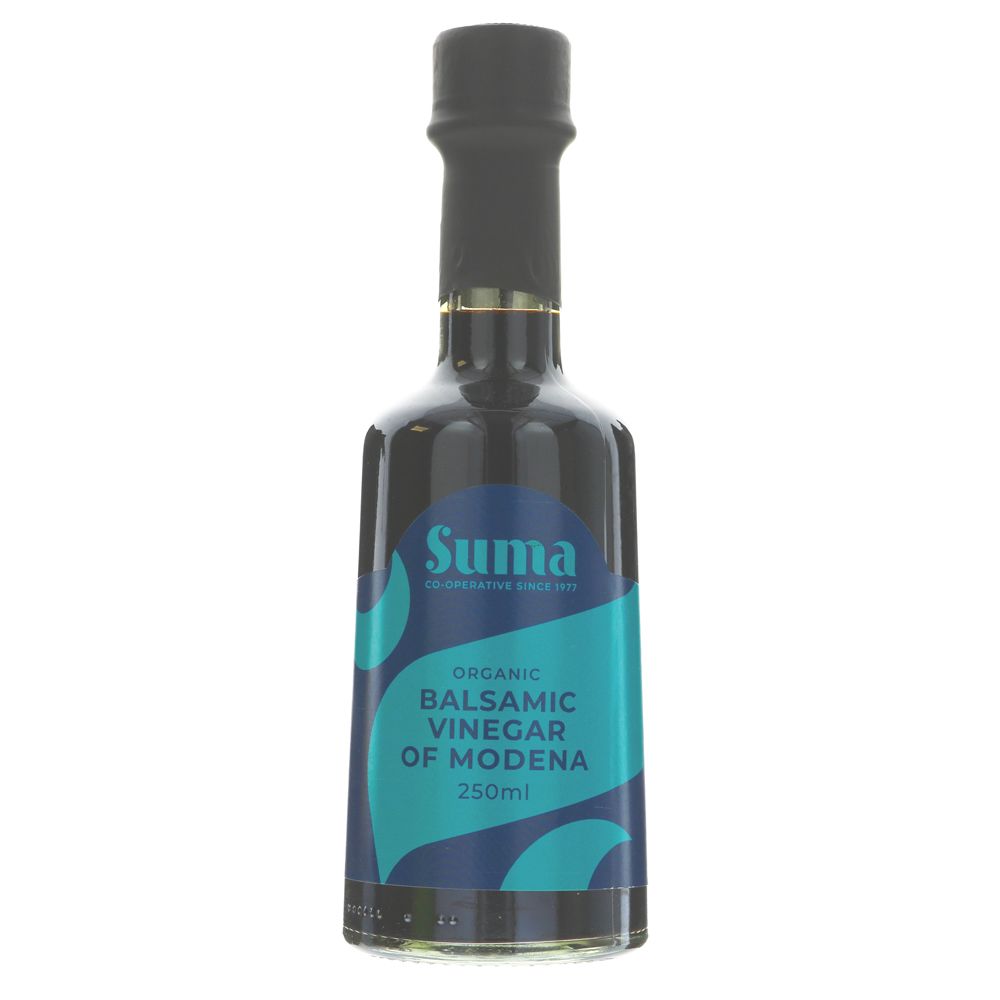 Bottle of Suma Balsamic Vinegar of Modena on a white background