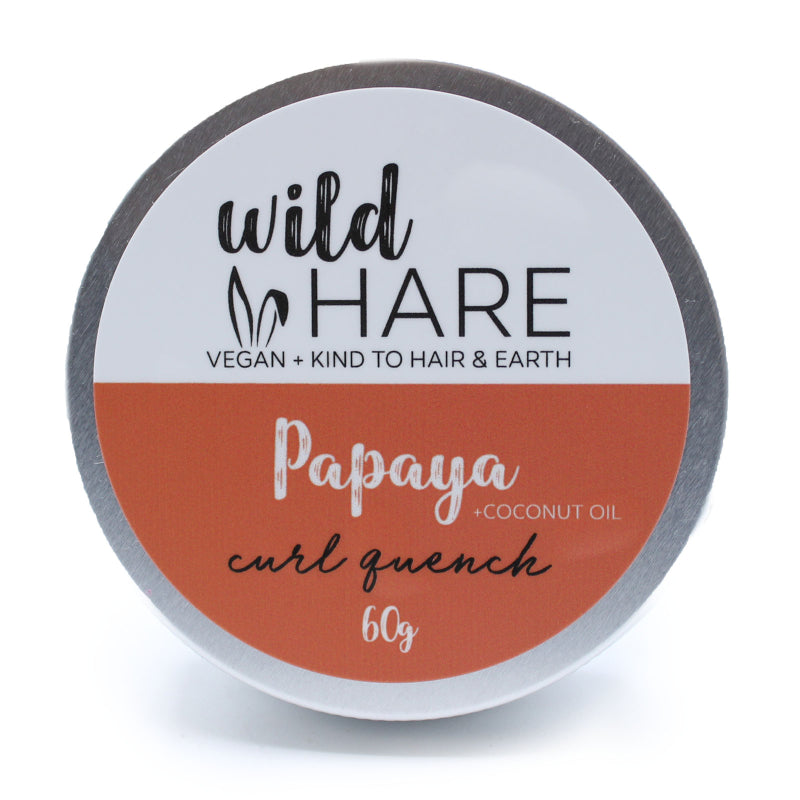 Wild Hare Papaya + Coconut Oil Curl Quench product container on a white background