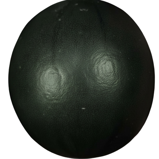 Black sphere with reflective surface on a white background