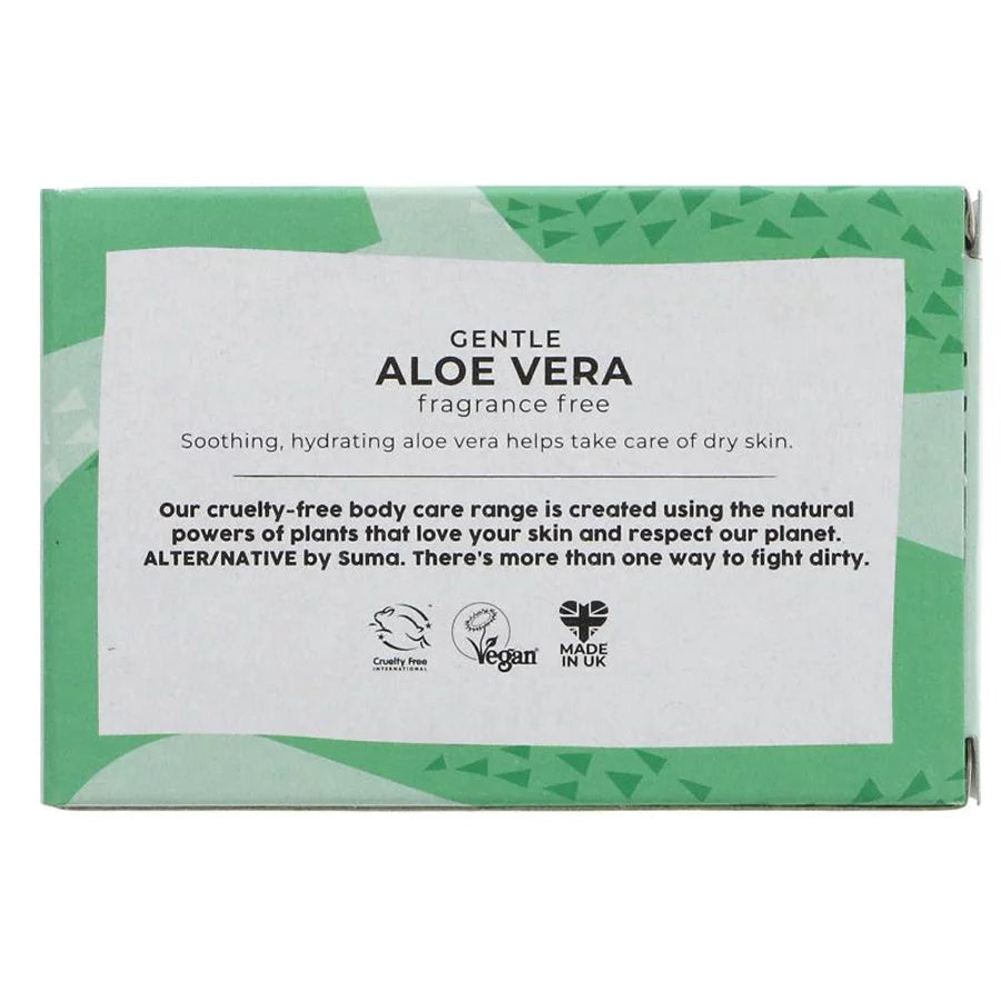Box of Gentle Aloe Vera fragrance-free body care product with green and white design.