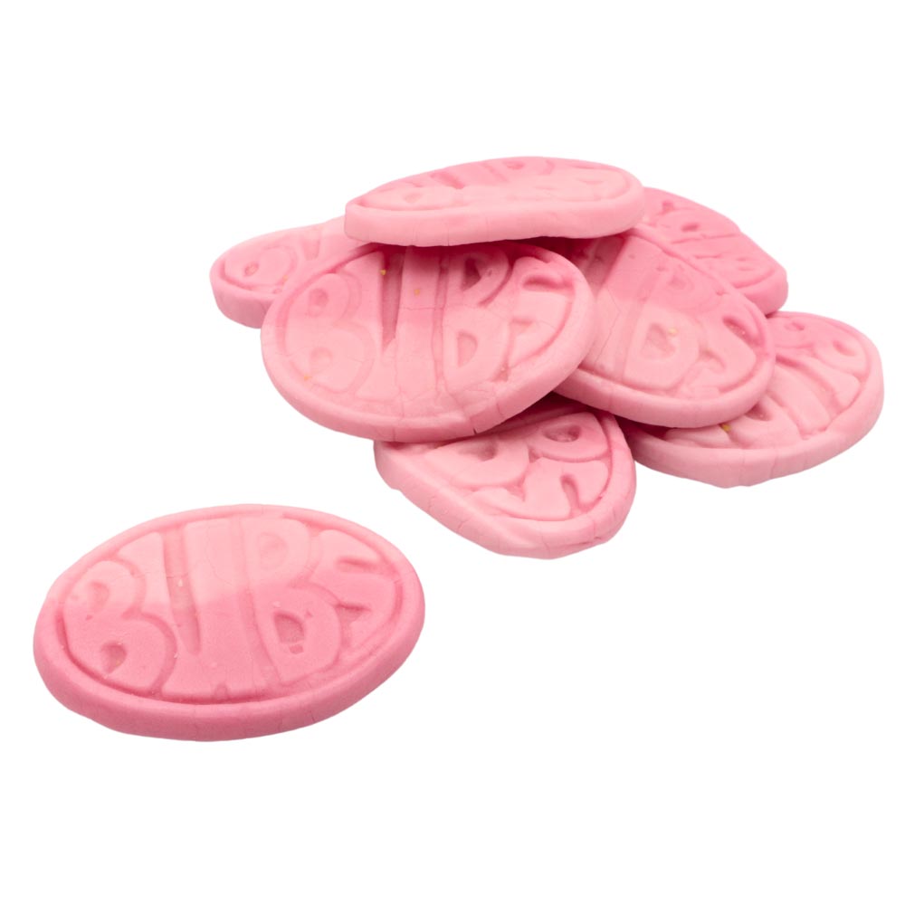 bubs pink sweets on white background