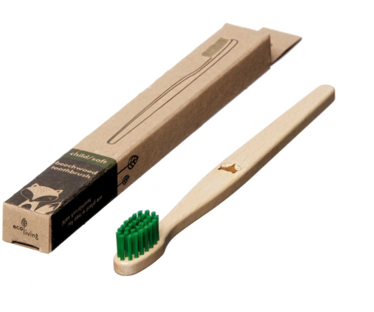 Childrens Beech Wood Plastic Free Toothbrush image 0