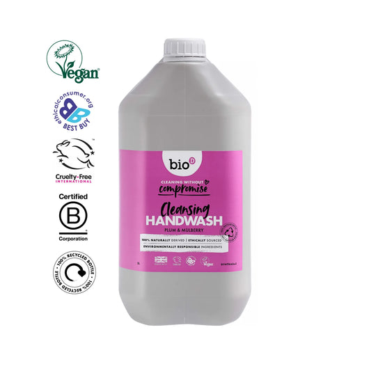 5 ltr Bottle of cleansing Bio Dhandwash with pink label on a white background