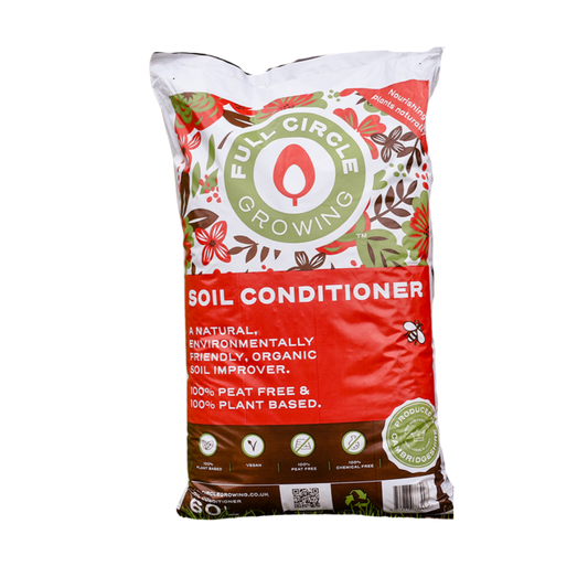 A red bag with white and brown designs and text.