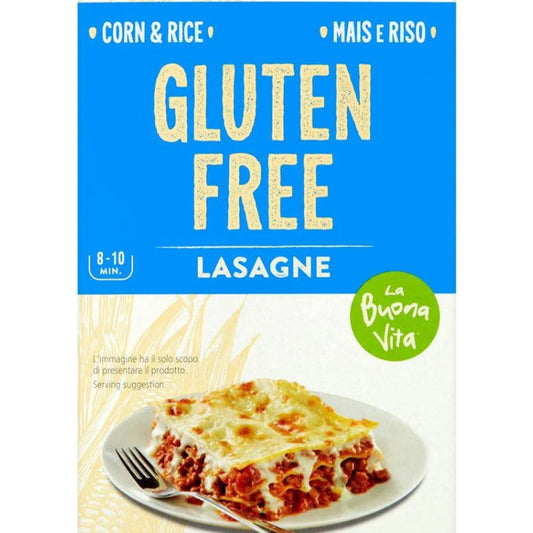 Packaging of gluten-free lasagne noodles with Lensi branding on a white background