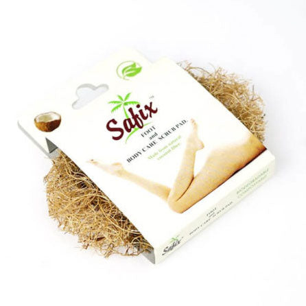 Sablix body care scrub pad plastic free packaging on a white background