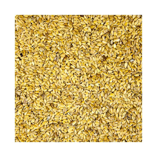 Close-up of yellow seeds on a white background