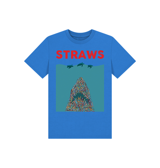 Bright Blue Printed Kids T-Shirt Front