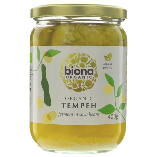 Jar of biona Organic Tempeh on a white background