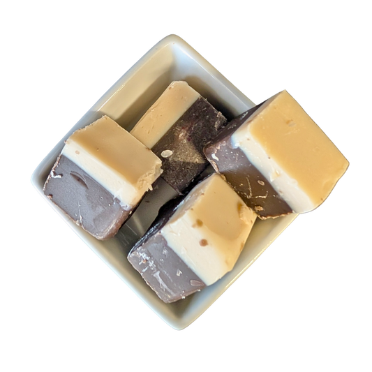 fudge in white dish