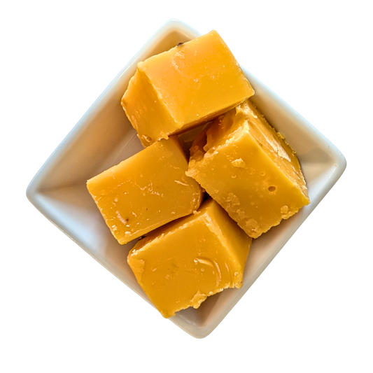fudge in white dish