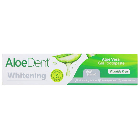 AloeDent Aloe Vera Gel Toothpaste box on a white background
