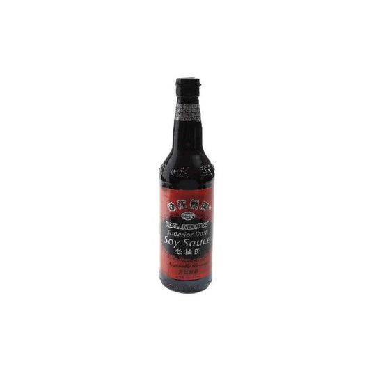 Bottle of soy sauce on a white background