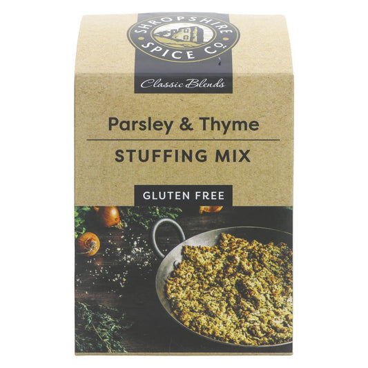 Cheshire Spice Co. parsley and thyme stuffing mix packaging on a white background