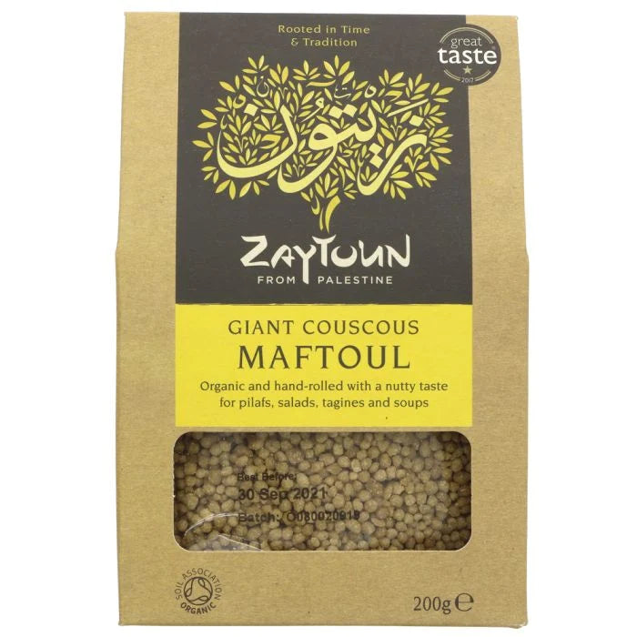 Zaytoun Giant Couscous Maf'toul packaging with brand logo and product details on a white background
